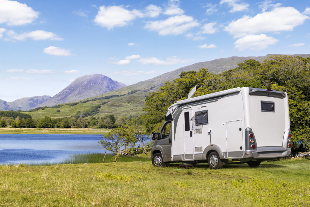 Campervan beside Loch Awe in Scotland