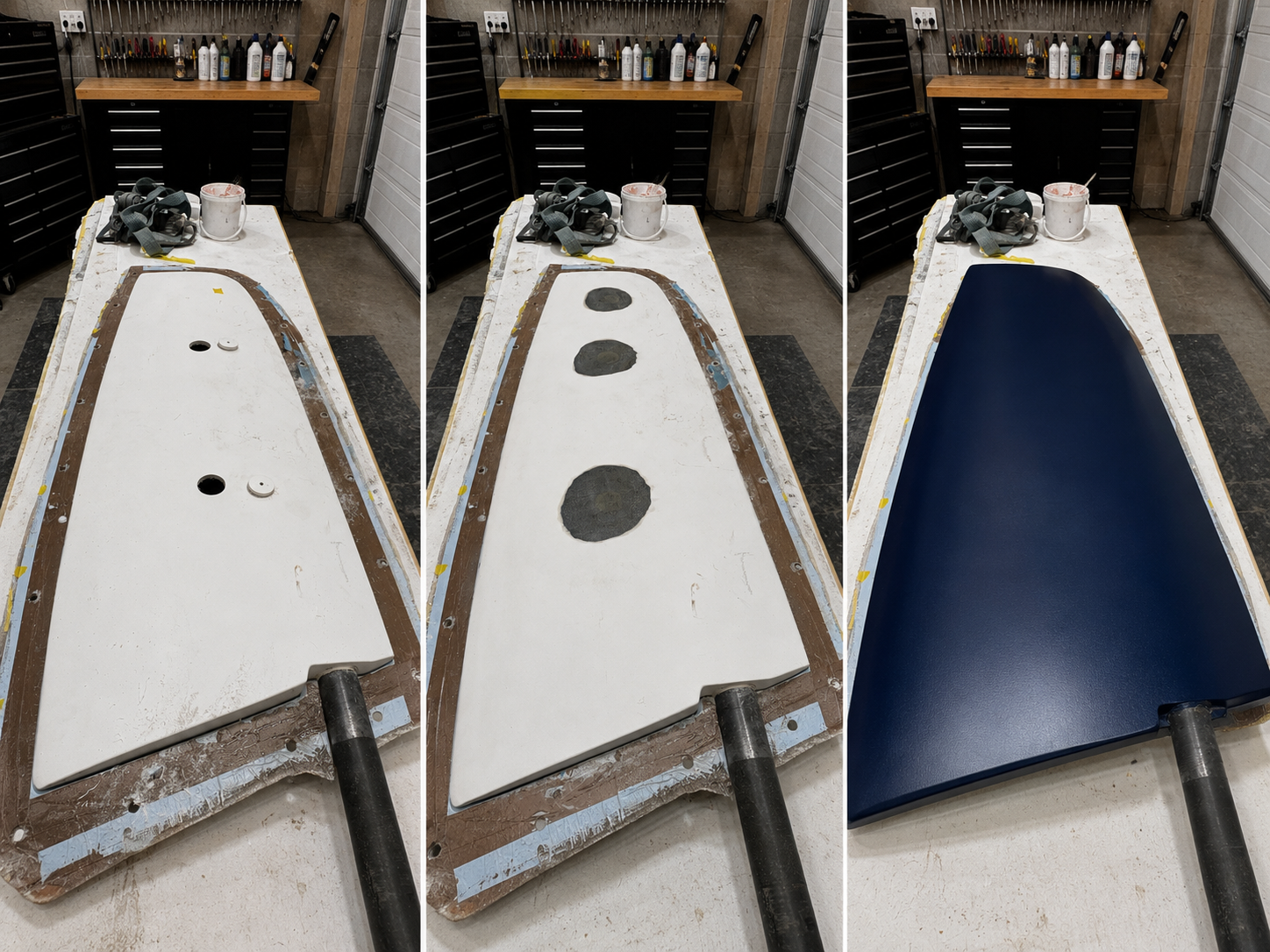 Rudder construction — after repair