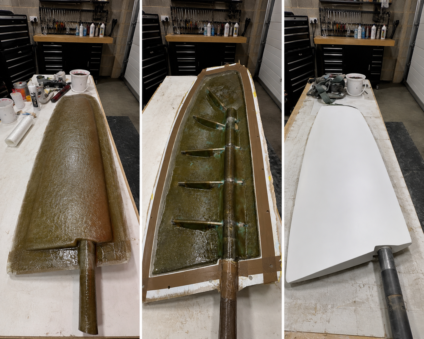 Rudder construction — before repair